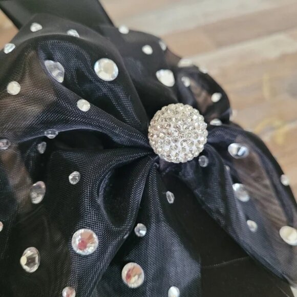 Free People Jeffrey Campbell NEW Rhinestone Bow Kitten Heels Black Shows size 9 - Picture 8 of 9